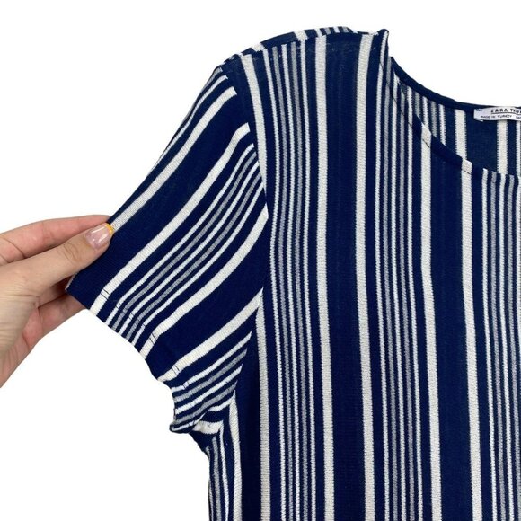 2/$30 Zara Striped Short Sleeve Maxi Knit Dress Size Small Relaxed Fit - Picture 2 of 9